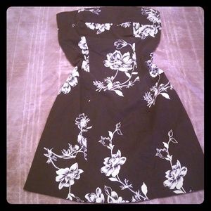 Black mini strapless dress